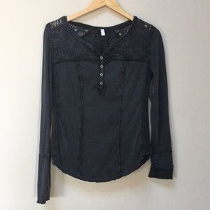 Long-sleeved Free People Black Tee